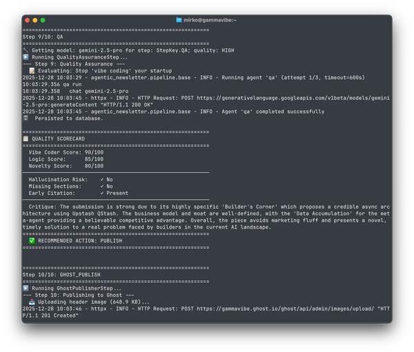 Architecture of an autonomous startup-idea generator (Python, Pydantic AI, Gemini, Postgres)