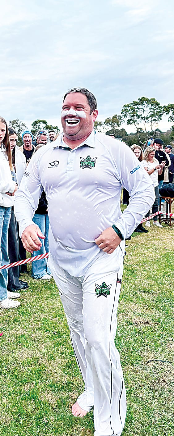 Tate Burgmann took an icy dip dressed as Shane Warne.