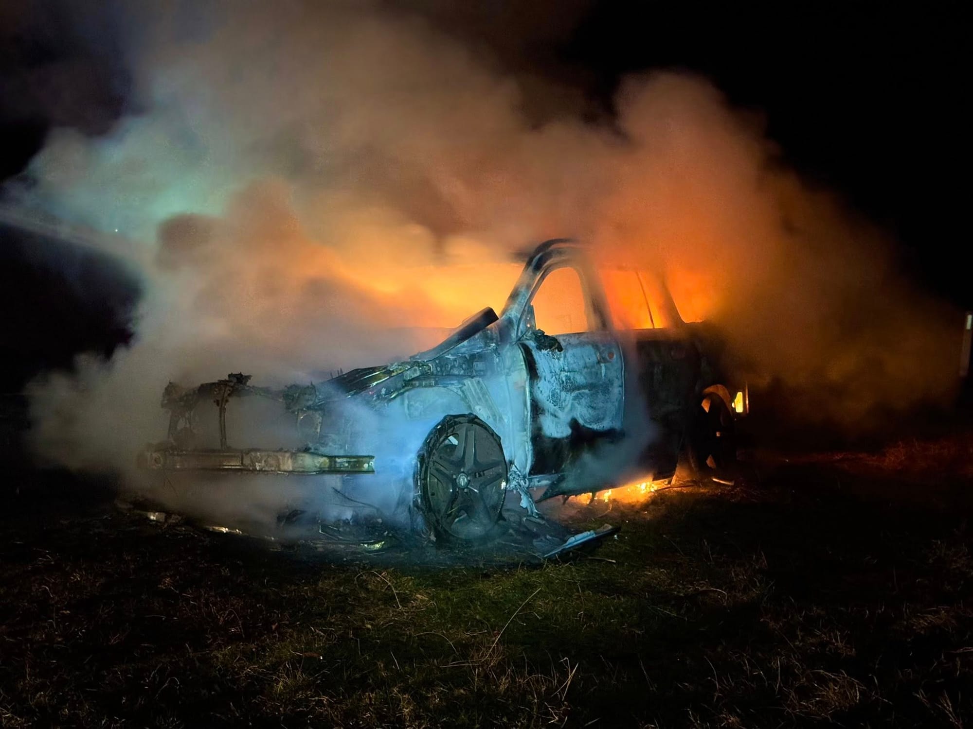 Stolen Mercedes-Benz set on fire at Rawson