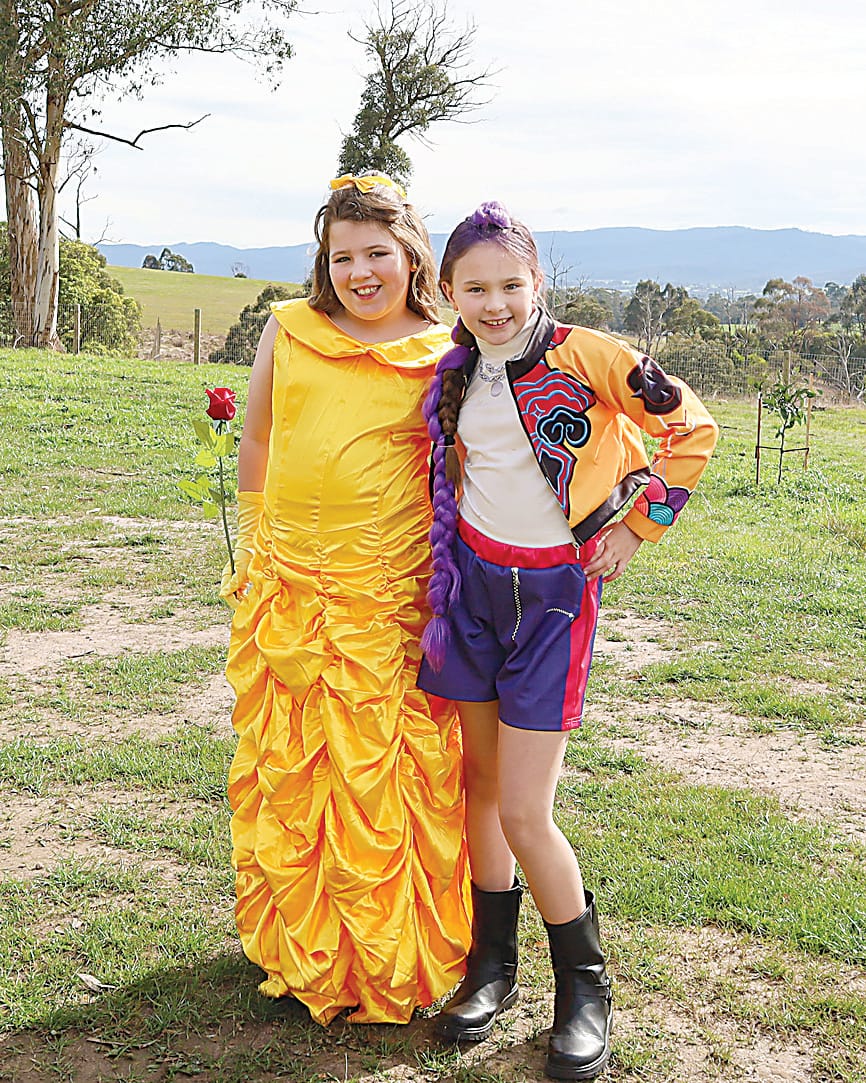 Blaire Davey and Heidi McCann getting ready for the character parade at Drouin.