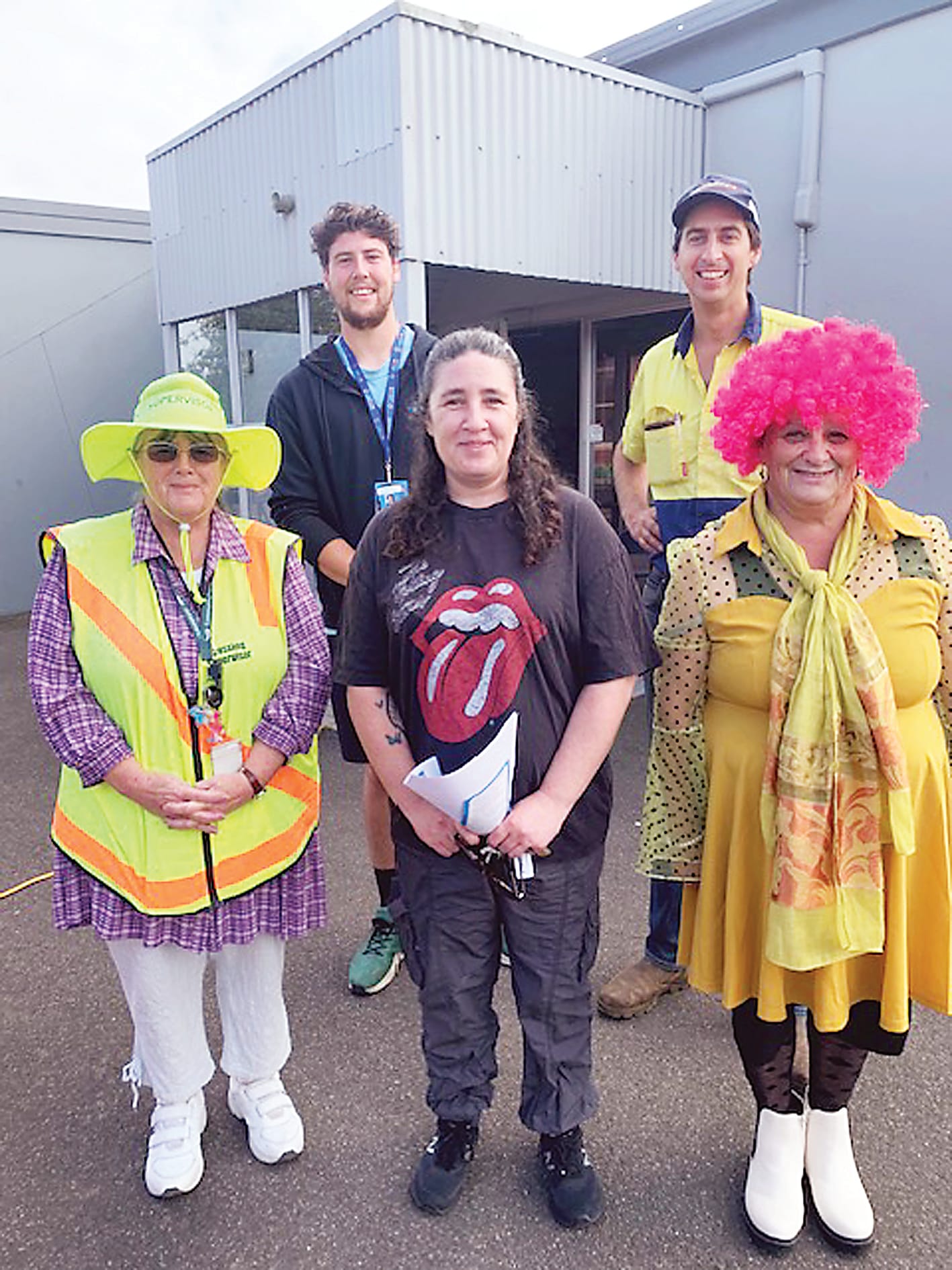 After school care is a new thing at St Joseph's Trafalgar (back, from left) Their Care manager Jett and parent Matt, (front from left) crossing supervisor Cheryl, parent Kathleen and supervisor Rosie.