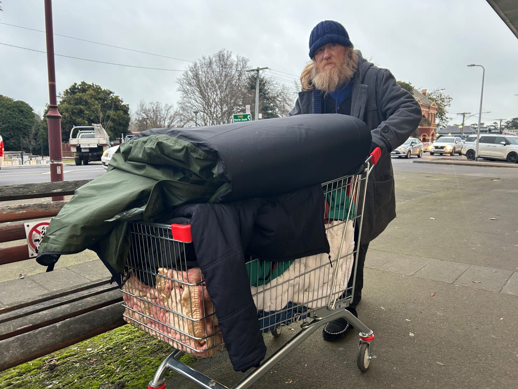 Red creates a shelter on the streets
