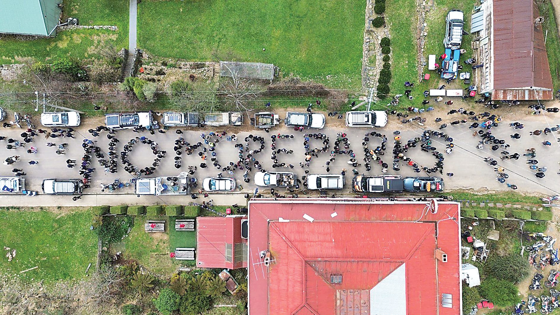Woods Point protest rally swamps town