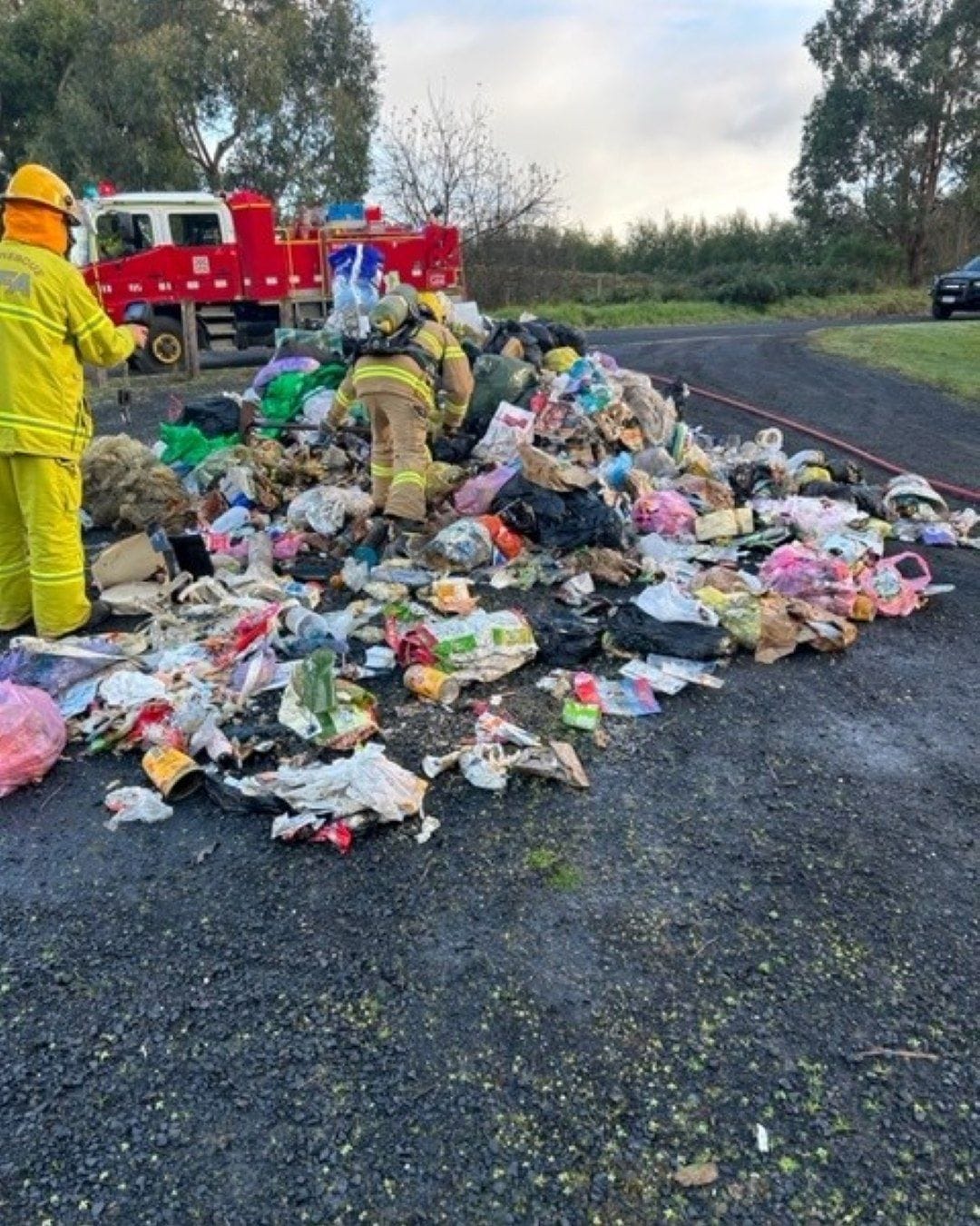 Fire on garbage truck