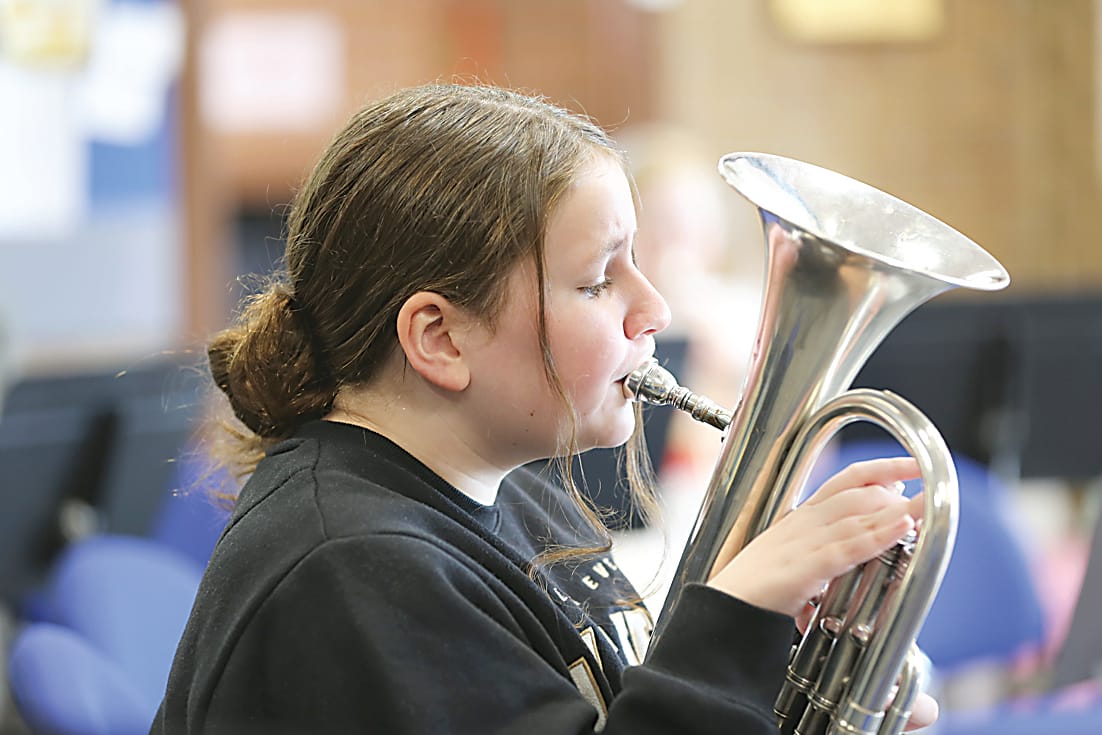 Cerys Nicholson is deep in focus during the Warragul Municipal Junior Band workshop.