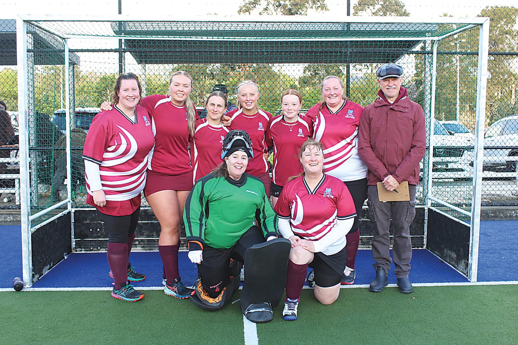Aztecs took out the women's grand final. They are (back, from left) Cassandra Tink, Ebonie McAskill, Lauren Austen, Monique McAskill, Sarah Miles, David Risdale (team manager), (front, from left) Vaya Dauphin and Robin Risdale.