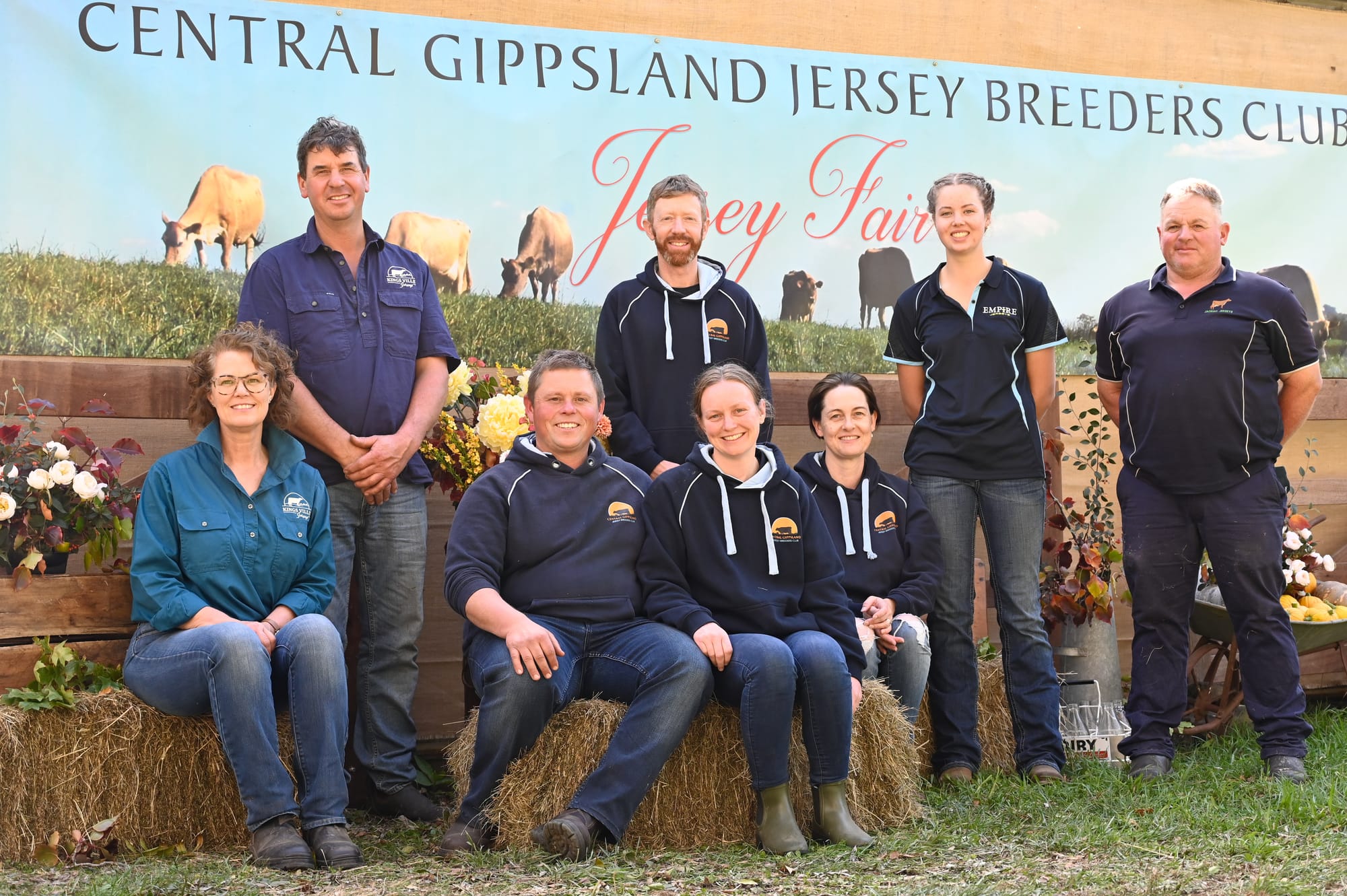 Central Gippsland Jersey Fair organising committee members (from left) Kerrie Anderson, Rob Anderson, Reece Attenborough, Toni Attenborough, Luke Wallace, Mel Wallace, Holly Anderson and Simon Reid.