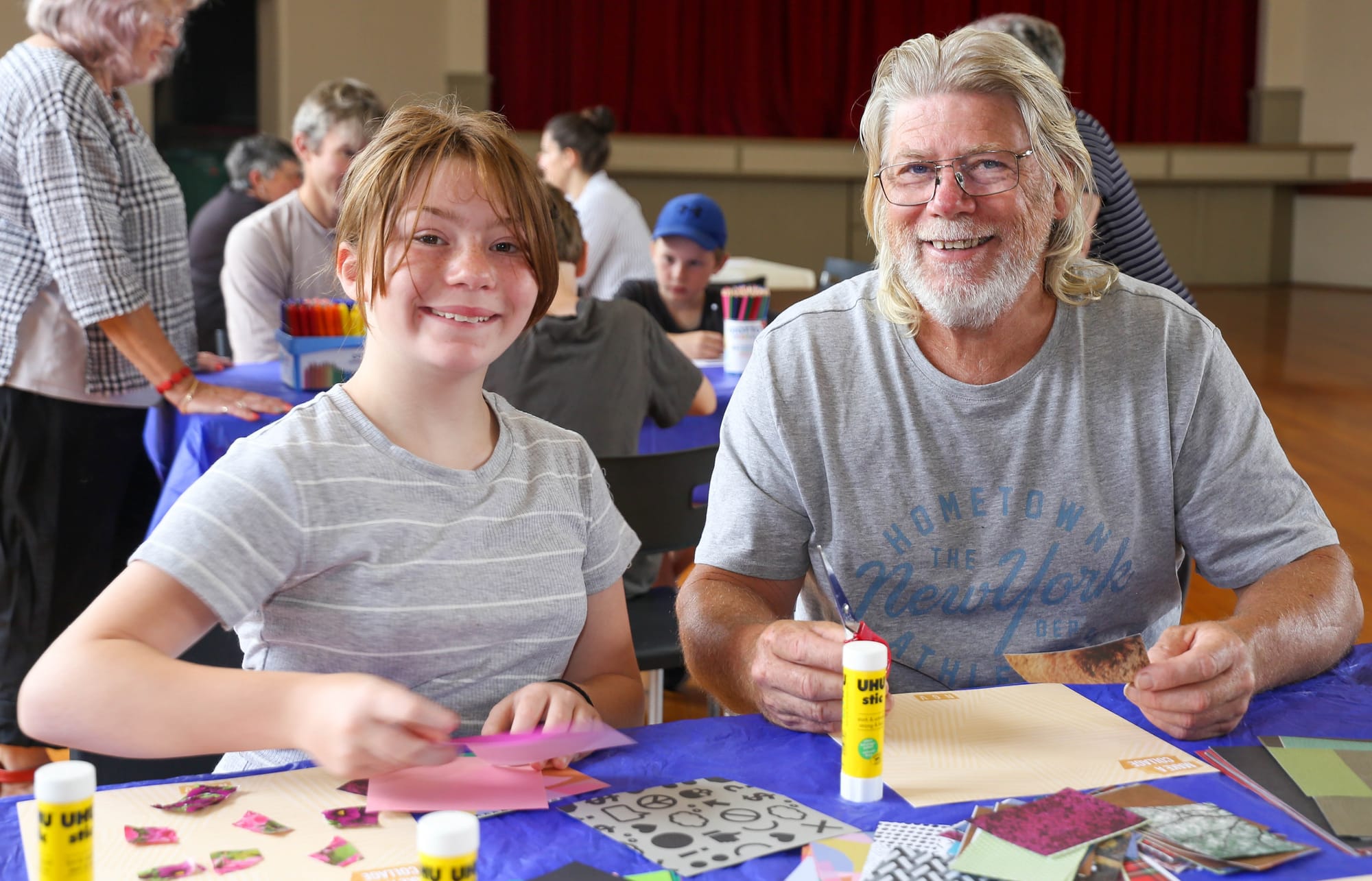Isobella Donnan and Norm Donnan from Drouin do some arts and crafts together. 