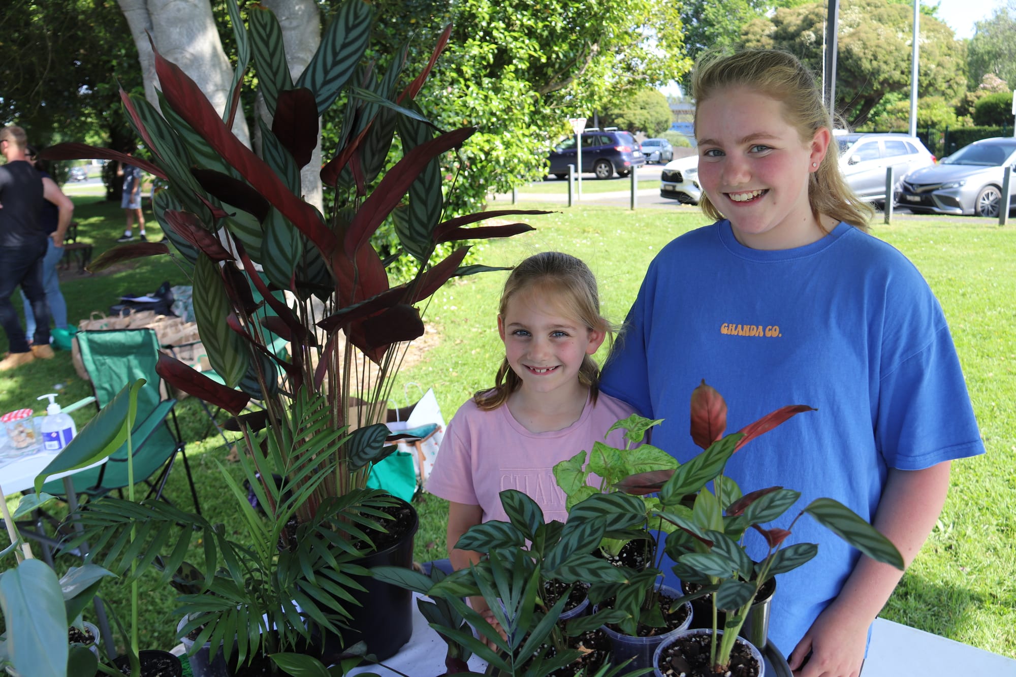 Chairo Christian School students Milly and Sienna Barnden grew plants for their stall at the market.