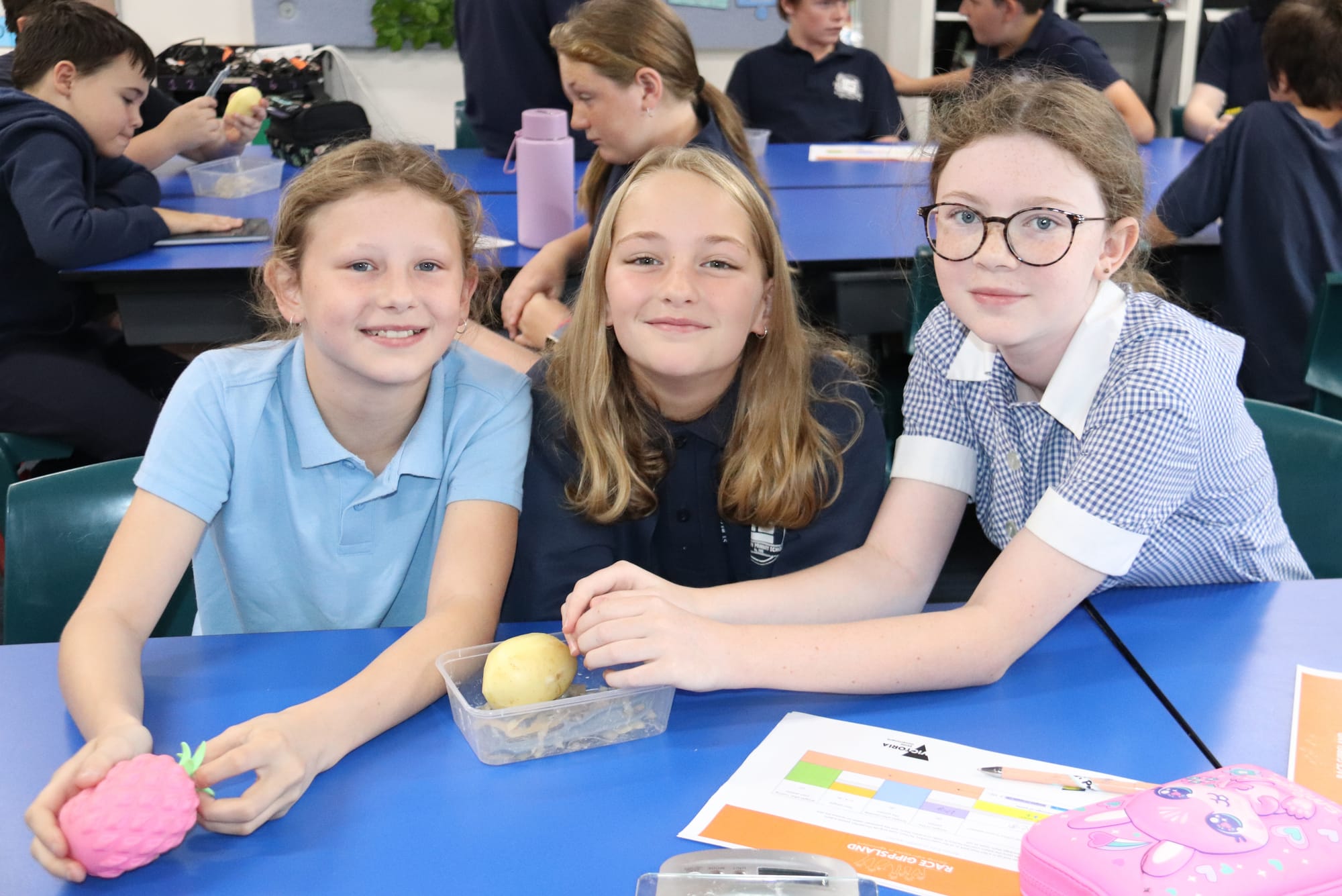 Olivia, Indi and Claire enjoyed learning about potatoes and agriculture.