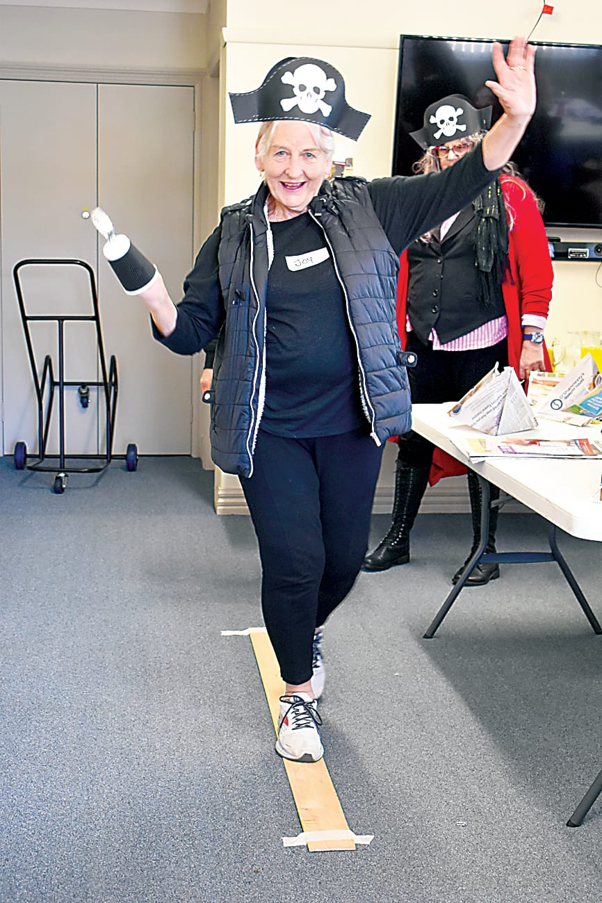 Joy Bishop from Yarragon walks the plank.