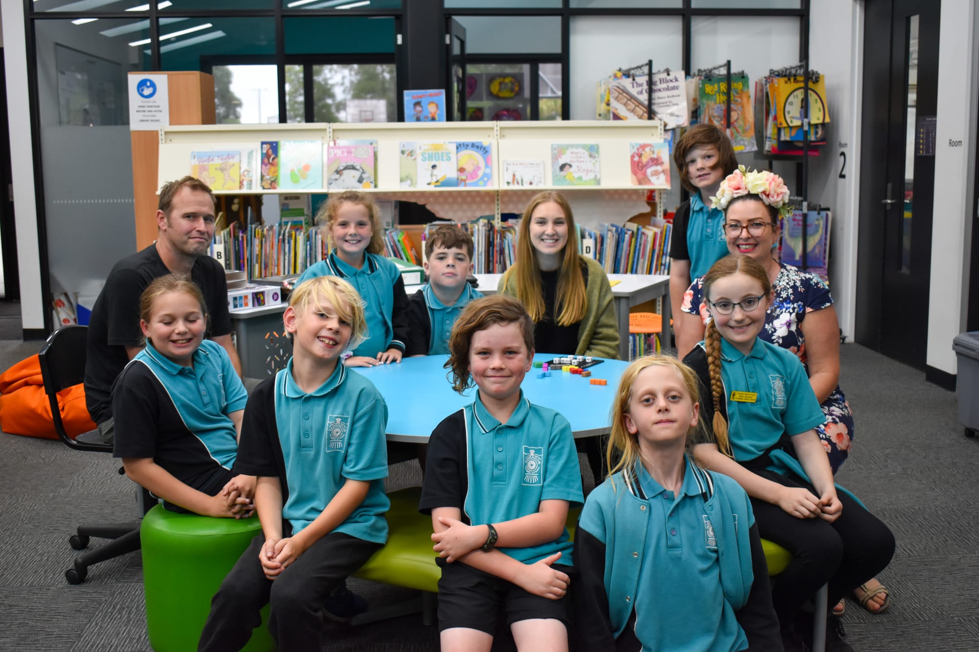 The Three Cheeky Monkey's owner Doug Earwicker, students Shailah, Darcy, Gemma, Ollie, Angus, learning tutor Megan Watson, students Oscar, Rose, Cooper and learning and maths specialist Lisa Kalan at Yarragon Primary School.
