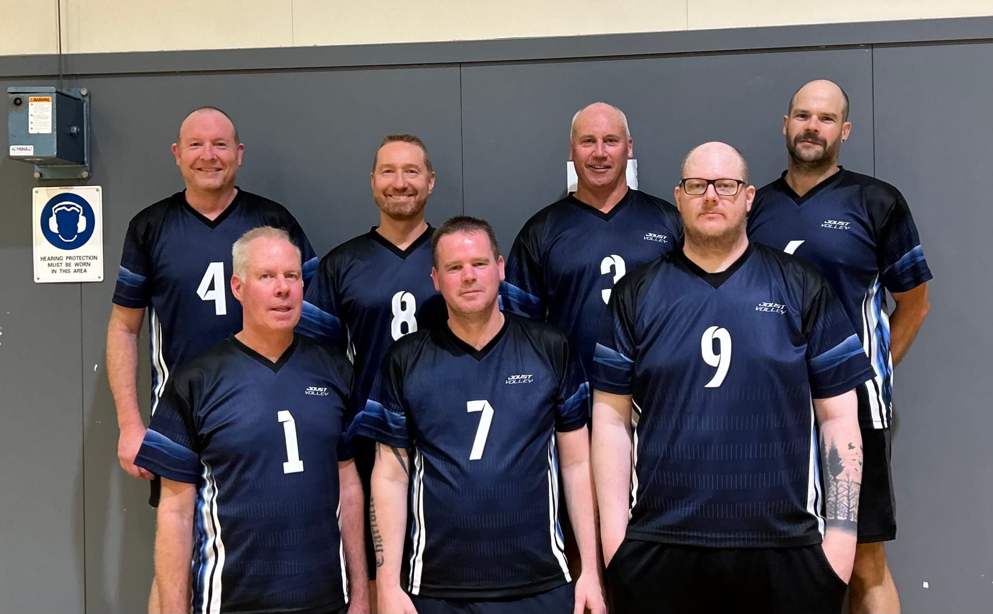 The West Gippsland Volleyball Association one runners-up were Tigers. They are (back, from left) Brent Schuurmans, Rob Rhodes, Brian Bartlett, Andrew Moon, (front, from left) Kevin Axford, Paul Edwards and Adam Newton.