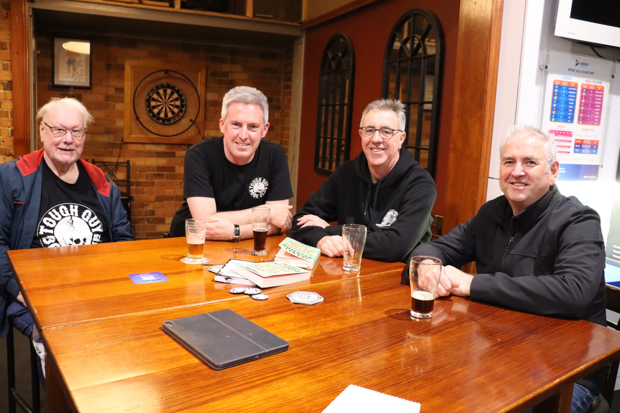 Pub setting for Tough Guy discussion on books