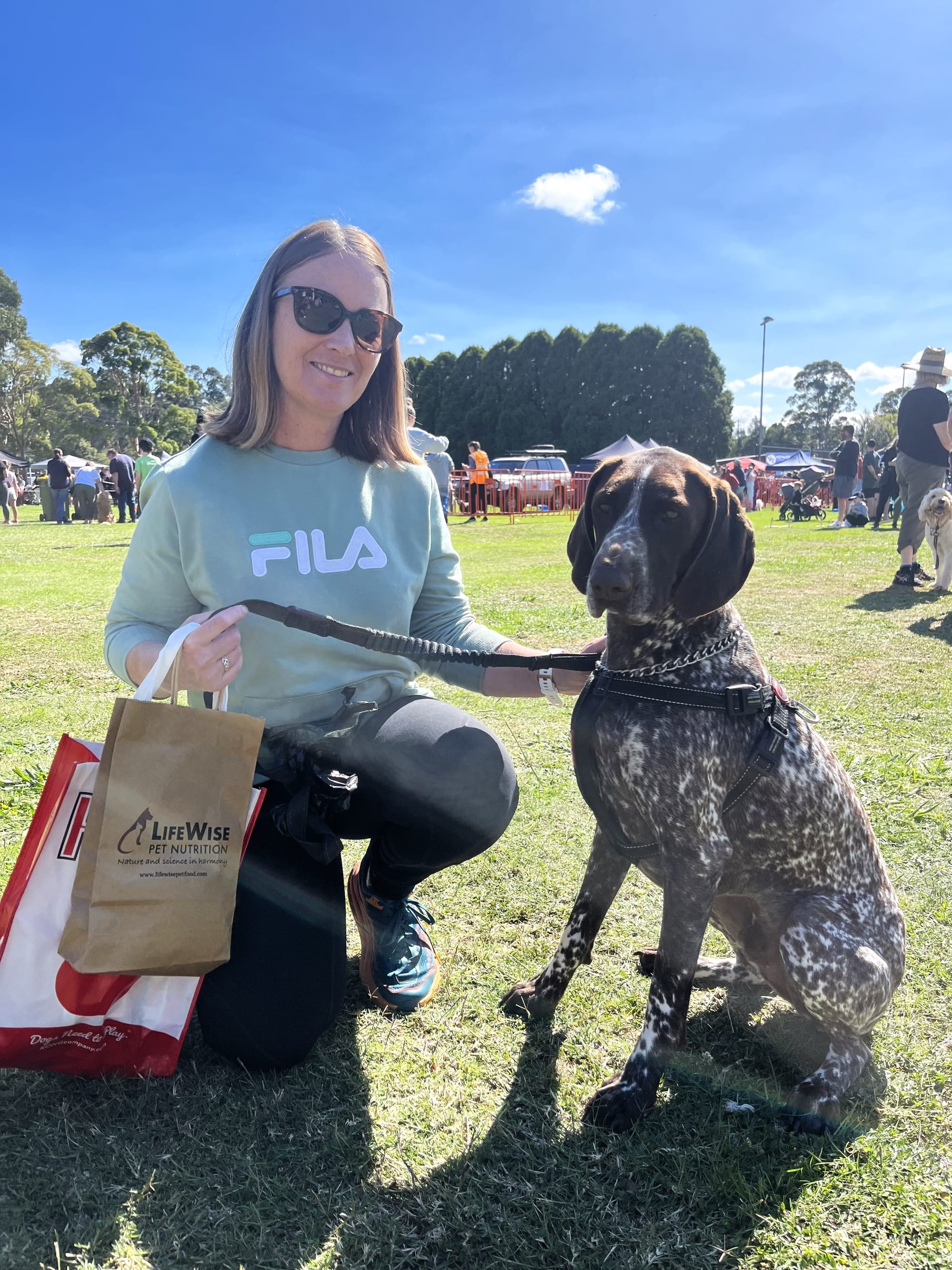 Clare Fritzlaff with her dog Jesse at the expo.