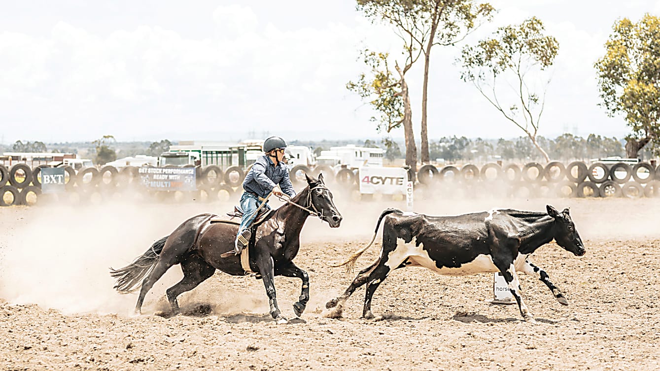 Nicholas Rand takes his beast around the first peg, riding Montana in the Graeme McKnight Memorial Draft.