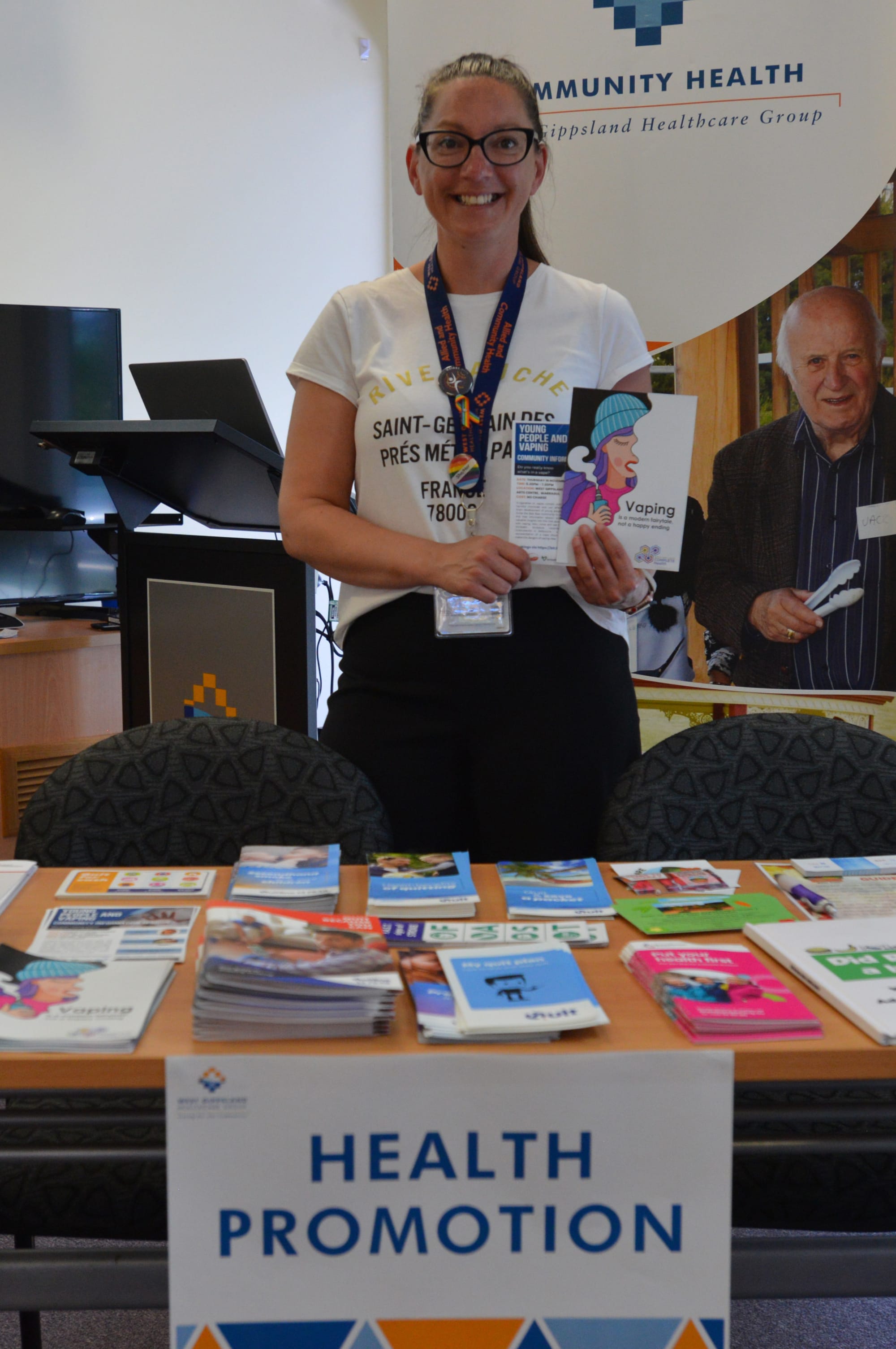 West Gippsland Healthcare Group health promotion officer Bec Creed offers information at the open day in Gladstone St.
