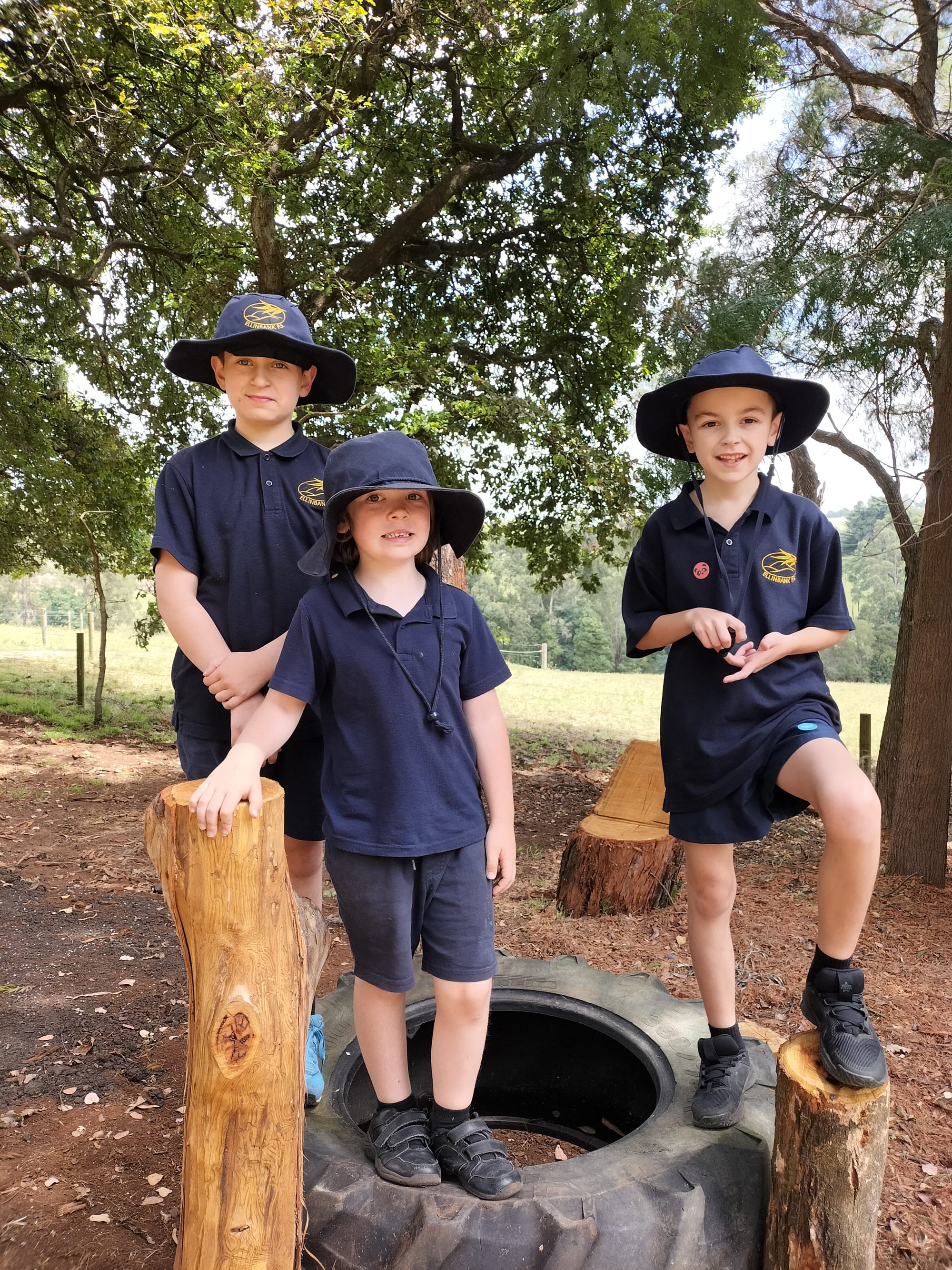 Angus Pollock, Jack Foley and Zayne Oldham were all smiles at the playground's opening.