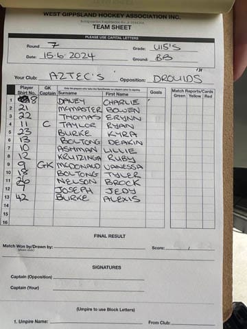 Hockey WGHA (U15's) - Drouids Vs. Aztecs - 15.06.2024