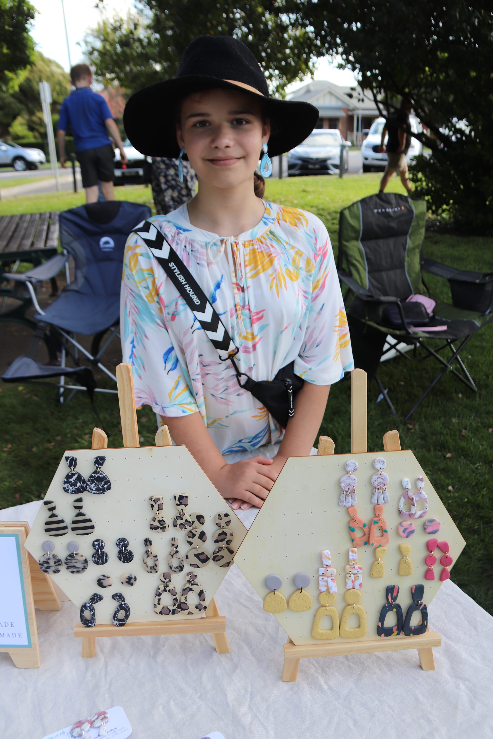 Amelia Owens, 11, set up a stall for her business Messy Milly Made featuring her home made jewellery.