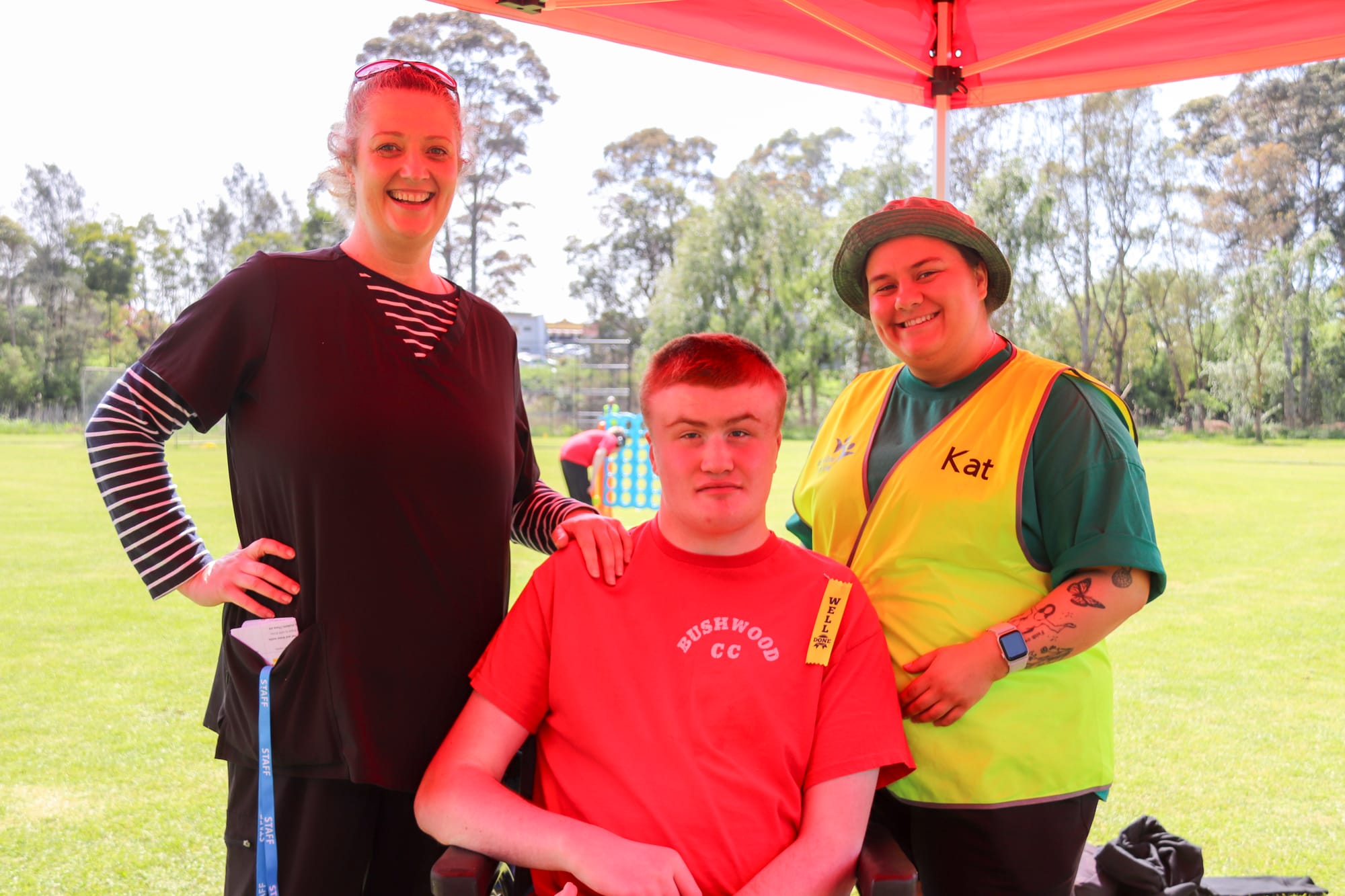 School Nurse Meg, Thurston (senior school student), staff member Kat