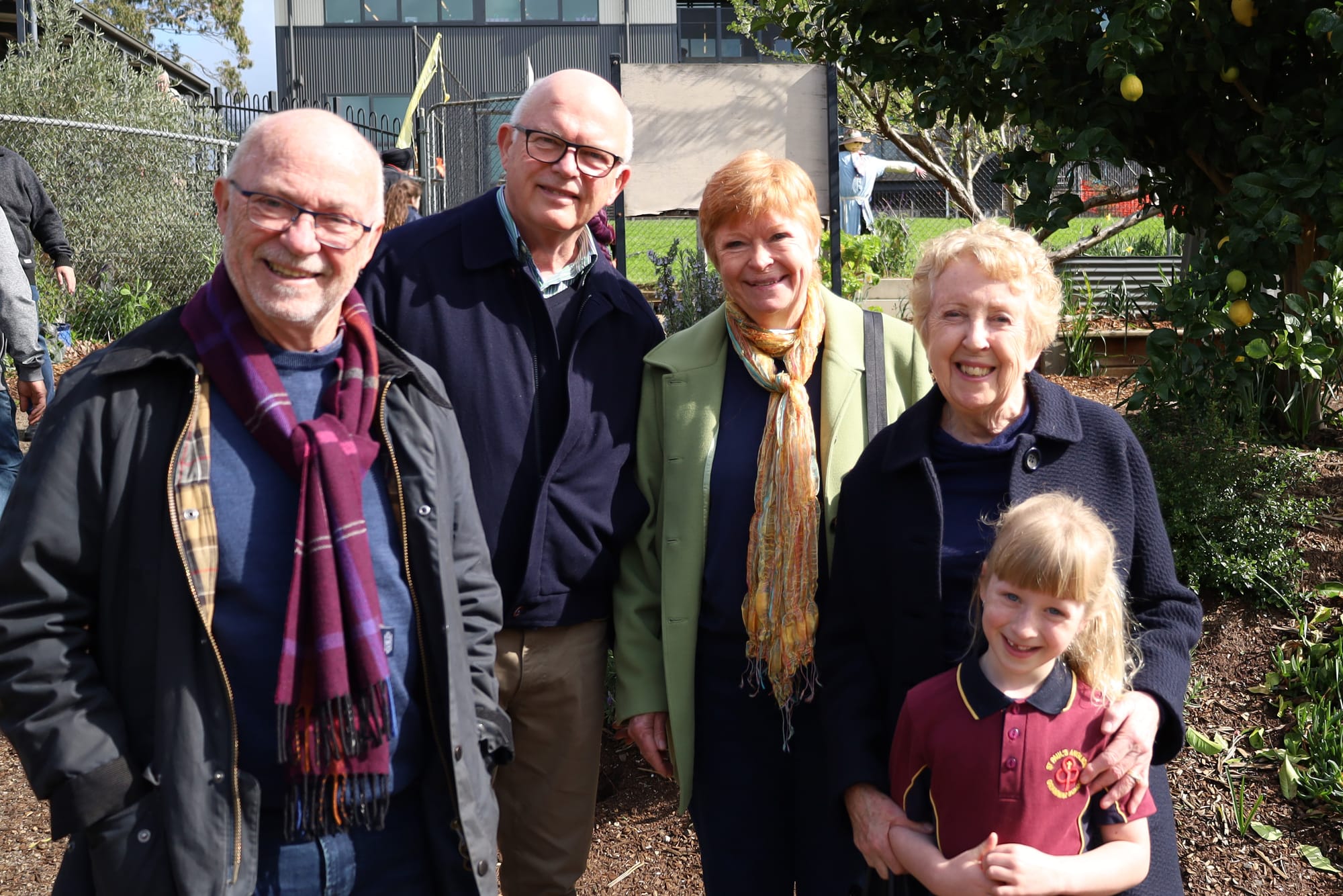 Enjoying the sunshine are Hugh Anderson, Tom Miklosvary, Chrissie Miklosvary, Karen Anderson and Winnie Miklosvary.