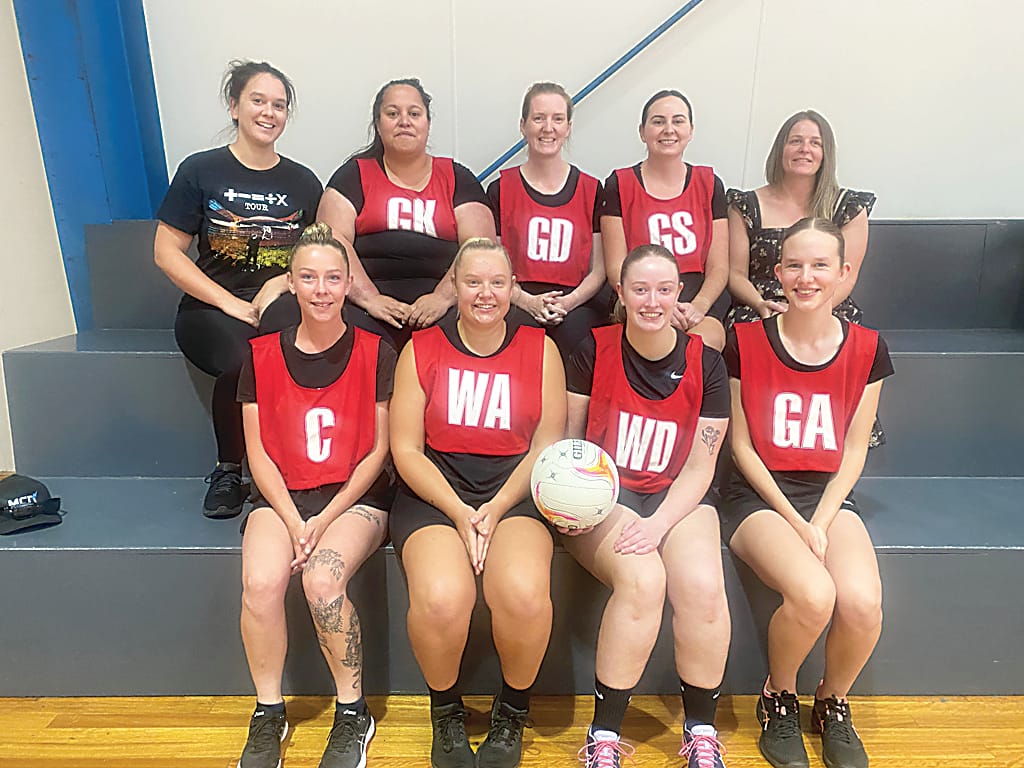 Hotshots became B grade premiers in the Warragul and District Indoor Netball Association. The team is (back, from left) Bree Hynd, Cheryl Lambert, Lea Naismith, Kaitlyn McDonald, Jamie-Lee Short (front, from left) Tahlia Easton, Mikki Gardiner, Teesha Hedges and Maddie Taylor.