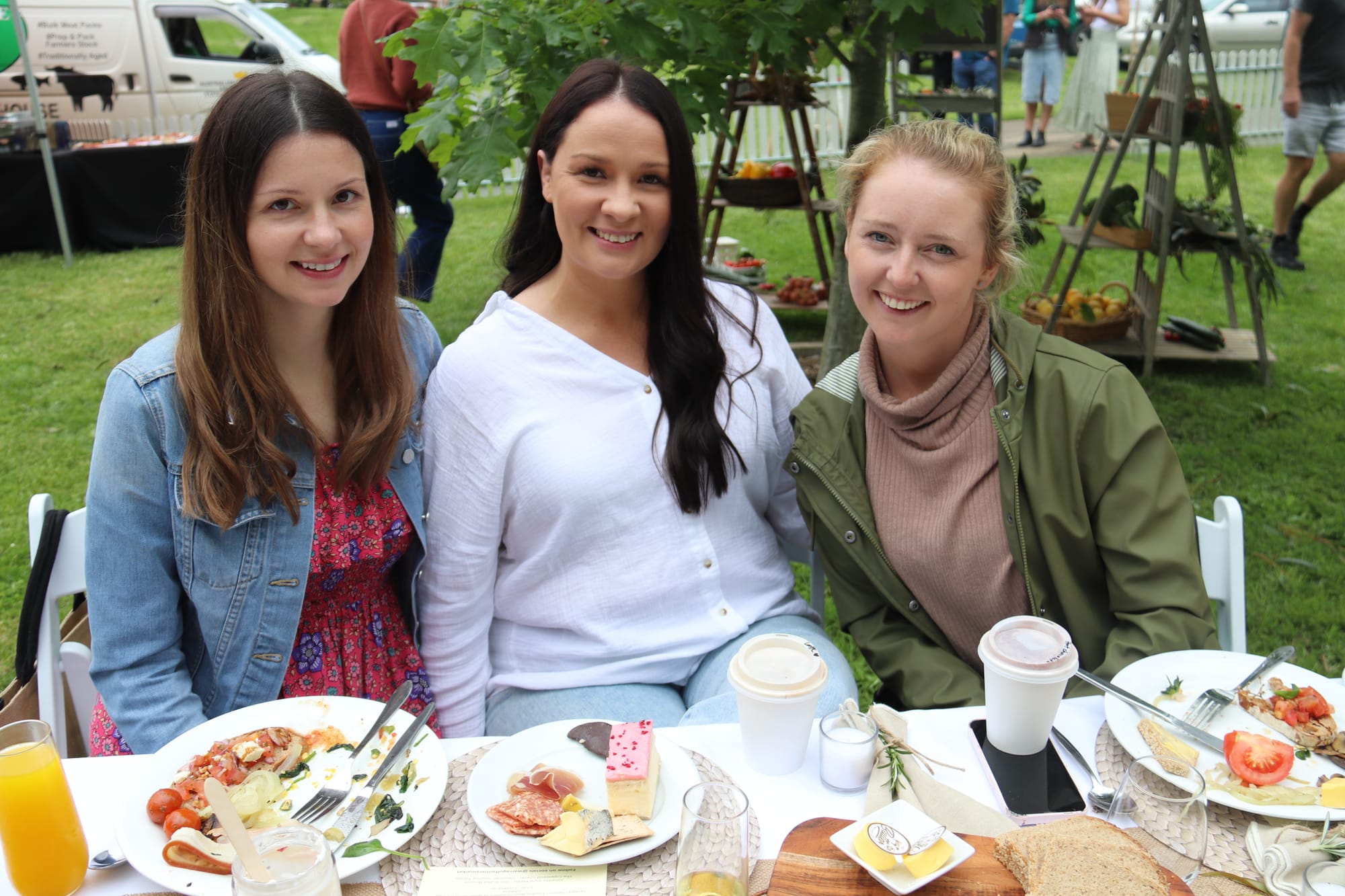 Enjoying the culinary feast on offer at the Grazing Brunch are Candice Johnson of Knox, Tayla Edgar of Warragul and Laura Healey of Bayles.
