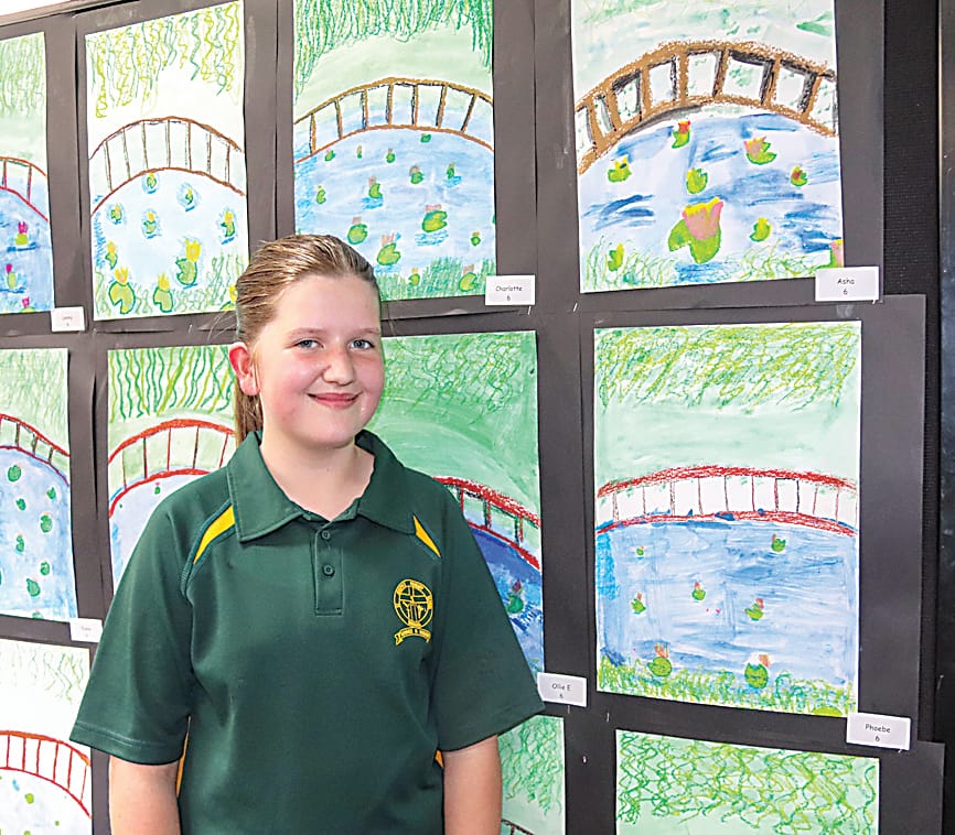 Phoebe from grade six said she enjoyed learning about Monet's creative ideas when making her water lilies picture.
