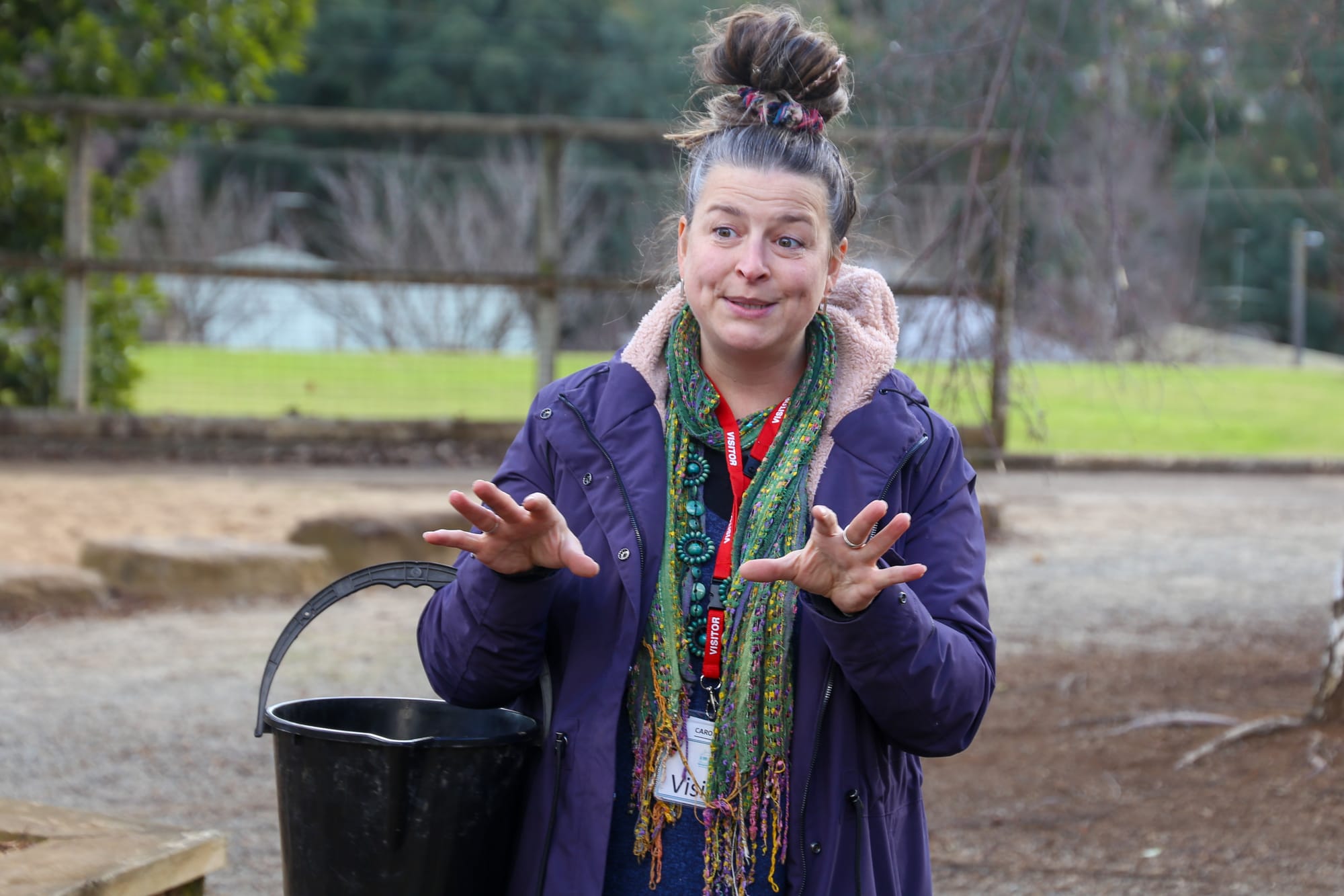 Teaching students about the benefits of the bush food garden is Landcare's Caroline Hammond.