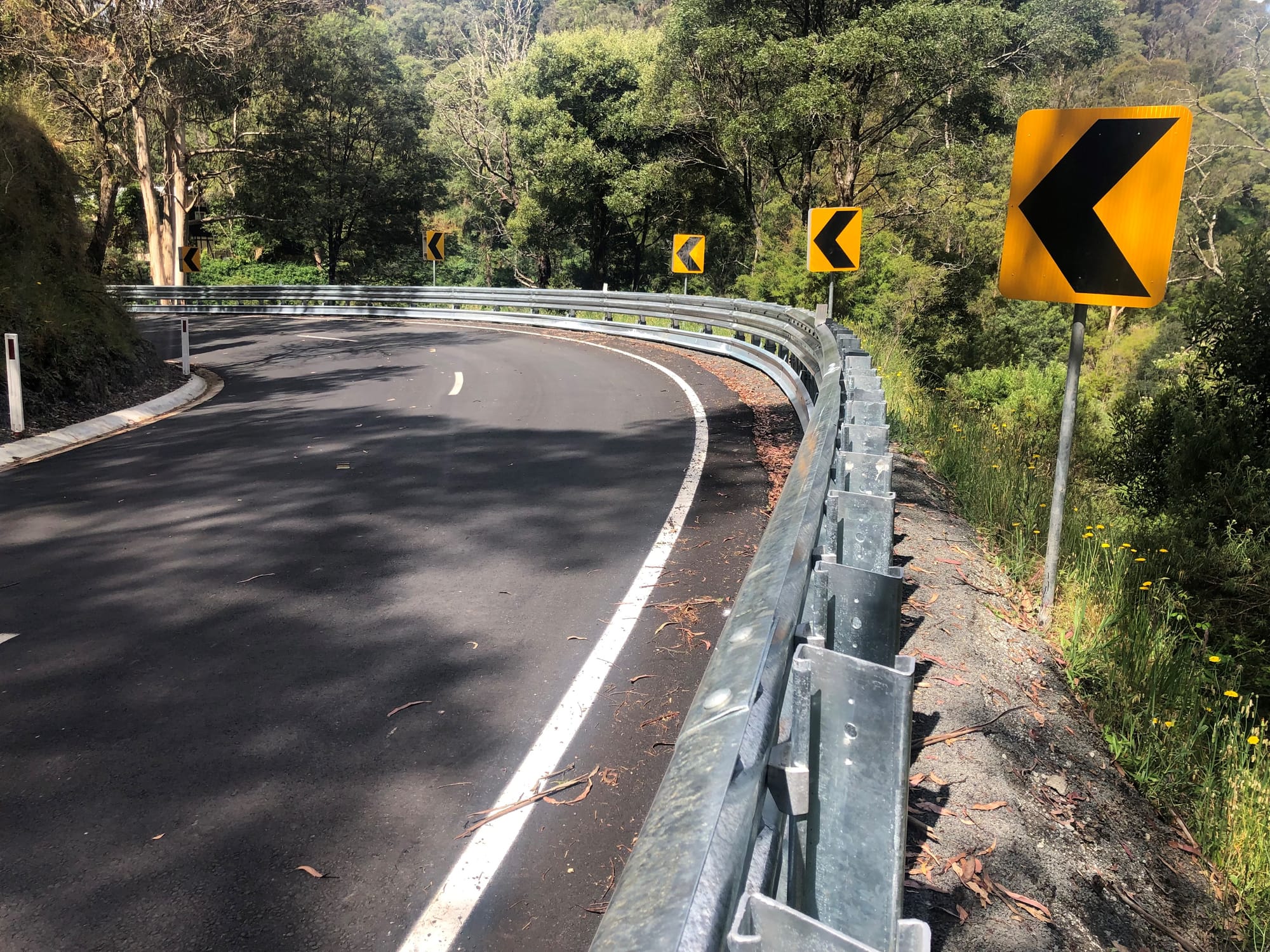 Barriers improve safety of high collision road at Walhalla