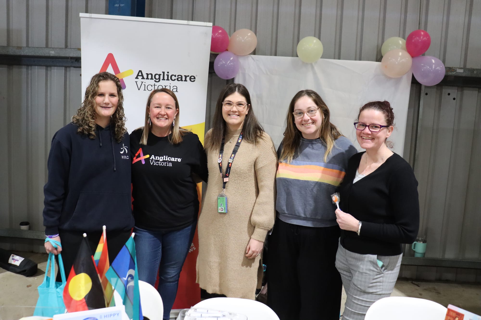 Warragul Regional College student Freya Petrie with Anglicare Victoria representatives Shay Lorenz, Alice Treloar, Tiannah Goodwin and Renee Brown.