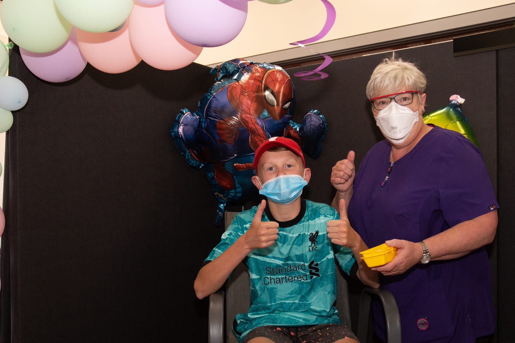 Balloons and colourful start for kids vaccine blitz