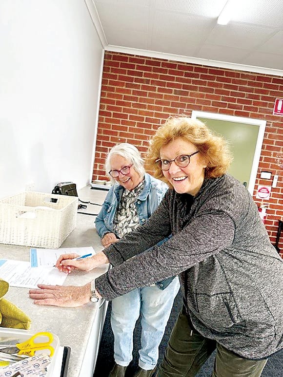 Janet and Jeannie planning and writing guidelines for deveopment of the garden.For more information or to get involved with the community garden, follow the Committee for Drouin (C4D) on social media, email committeefordrouin@gmail.com or call Claire 0407 251340.