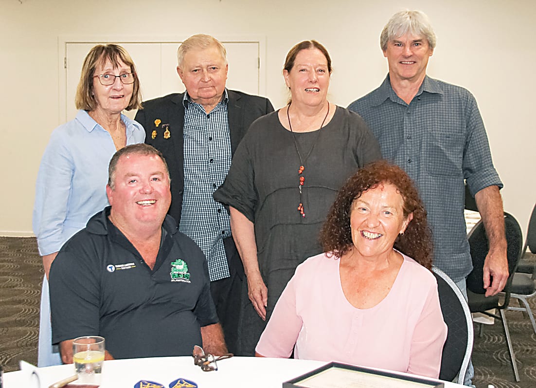 Having fun at the MGBA's 75th anniversary event are the Drouin team of (back, from left) Philippa Demsey, Paul Nielsen, Jean Nielsen, Brad Garner, (front) Mick Wardle and Nancy Wardle.