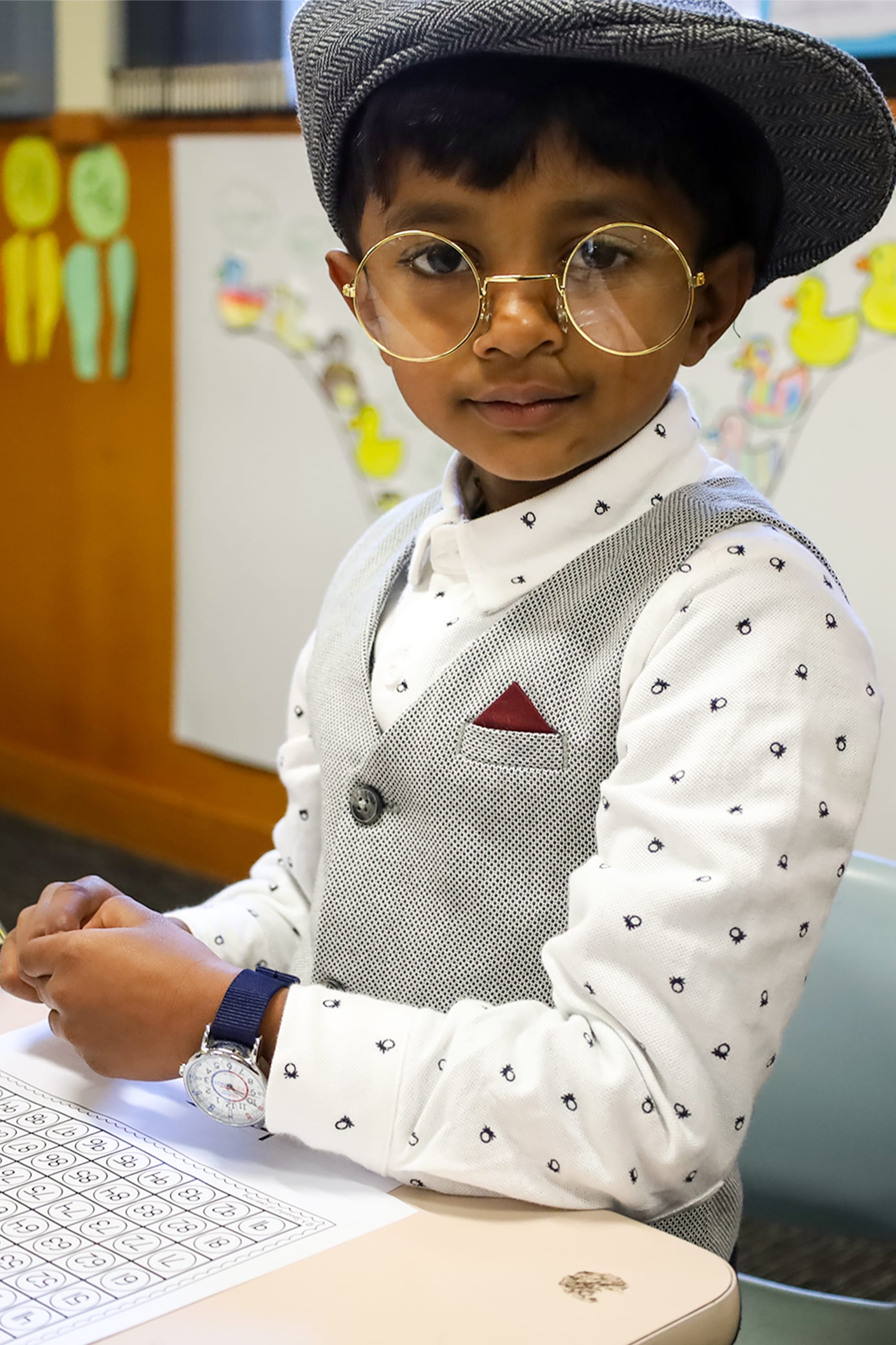 Naman Vishwanatham with a stylish senior outfit.