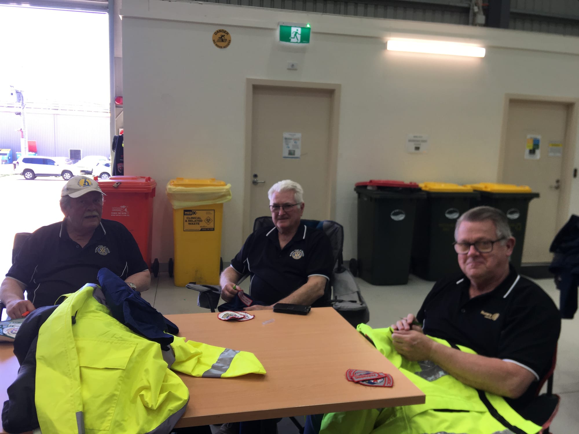 Drouin Rotarians Russell Ford, Rob Coustley and Tim Wills help with the project.
