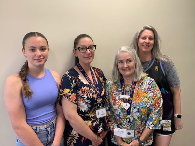 Student sustainability leader Kiarah Shields, Bec Creed and Angela Greenall from West Gippsland Healthcare Group and teacher Liza Marino.