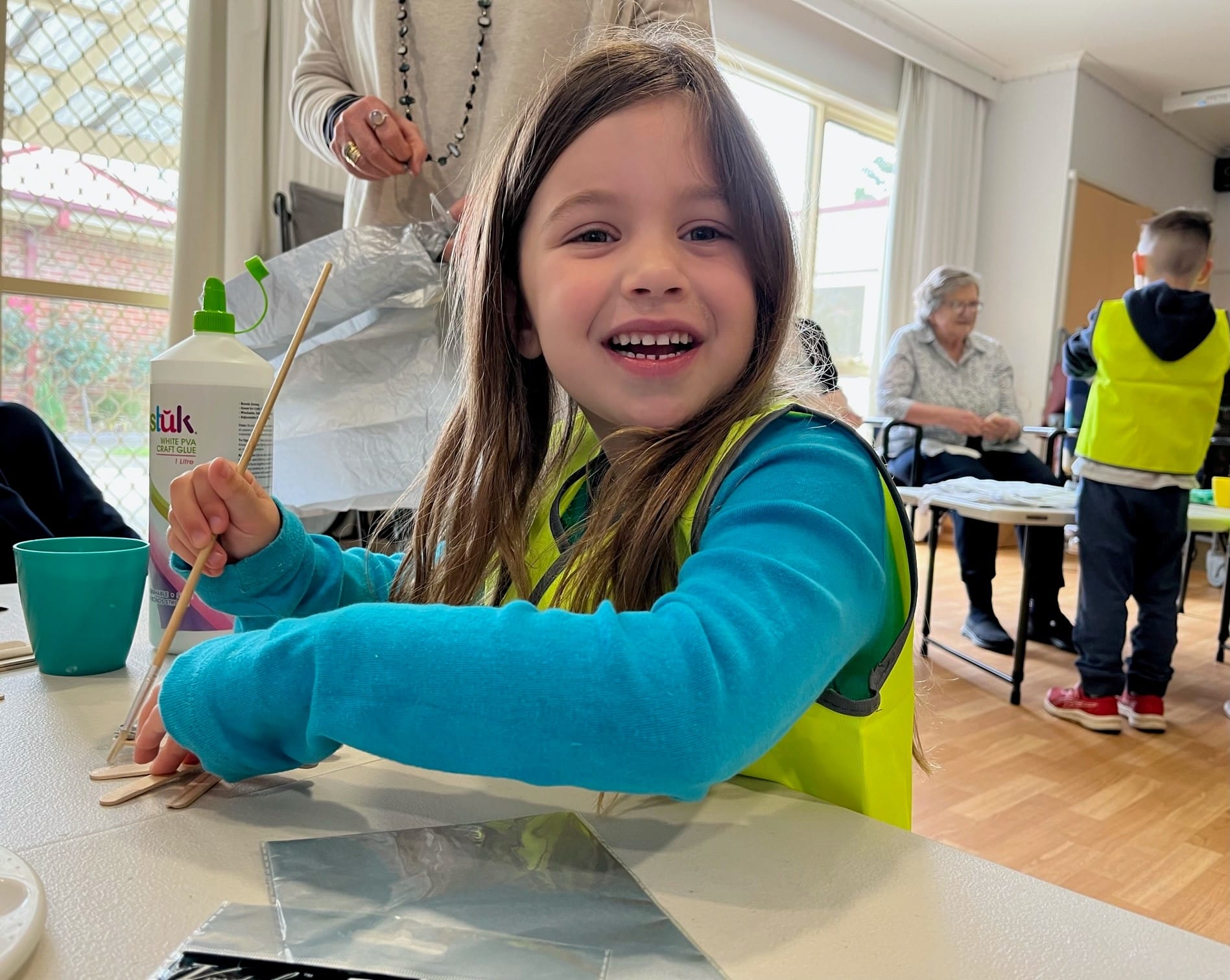 Brodie was all smiles as she did some Christmas-themed painting.
