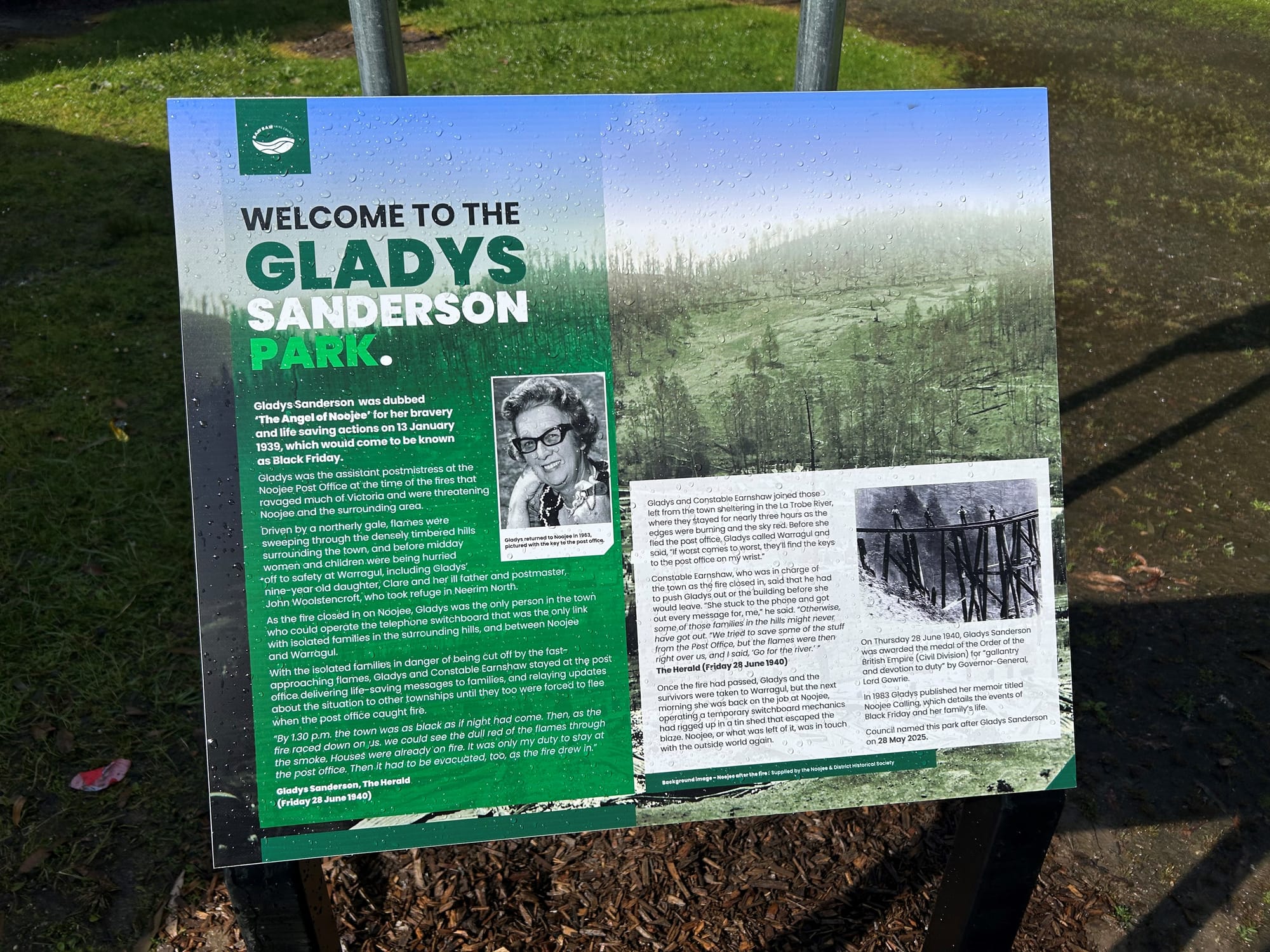 Park officially named after Angel of Noojee