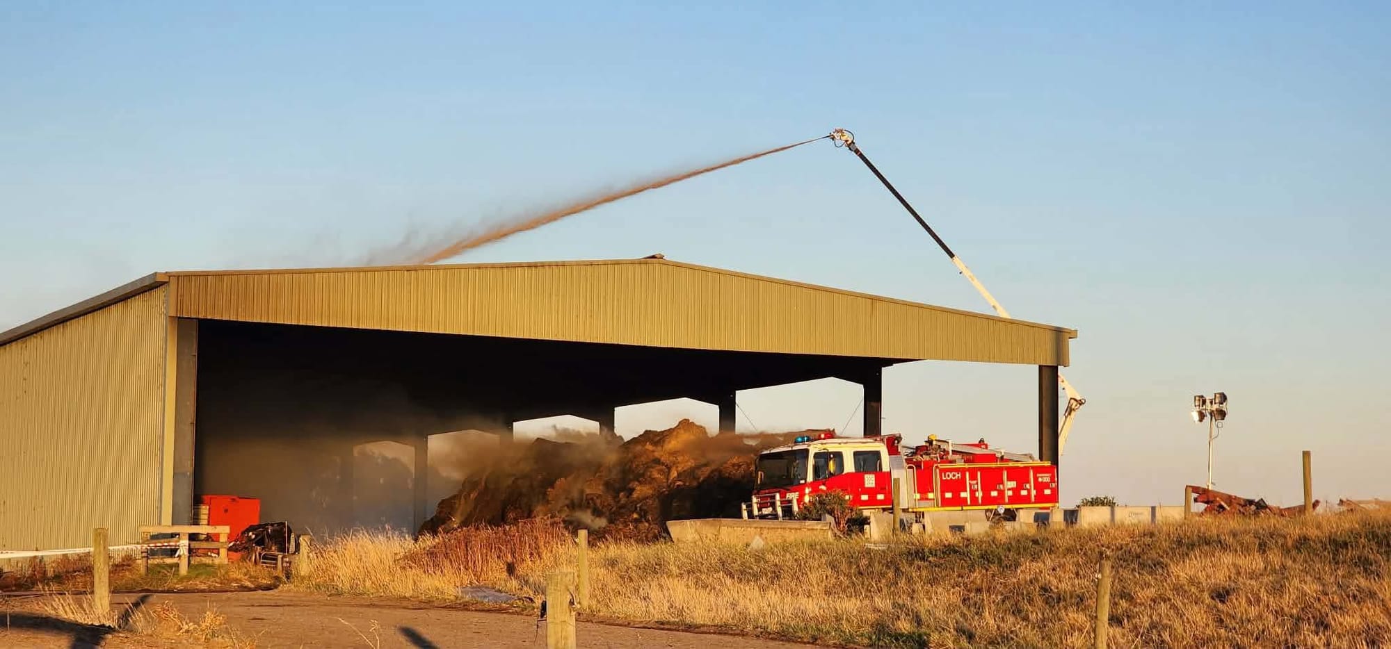 60 units work on hay shed fire