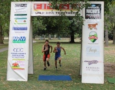 Exciting triathlete dead heat post image