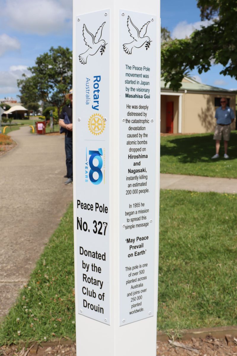 Pole unveiled at Drouin is a "wish for world peace" post image