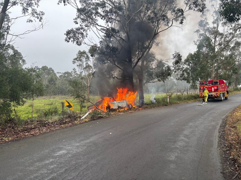 Car fire follows crash in Labertouche post image