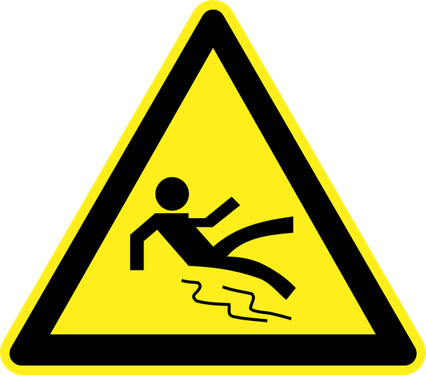 Wet floor sign of person slipping over