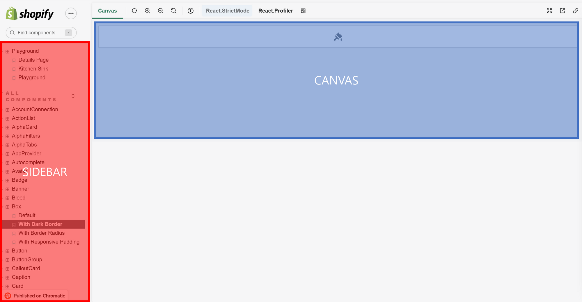 Sidebar and Canvas in Storybook