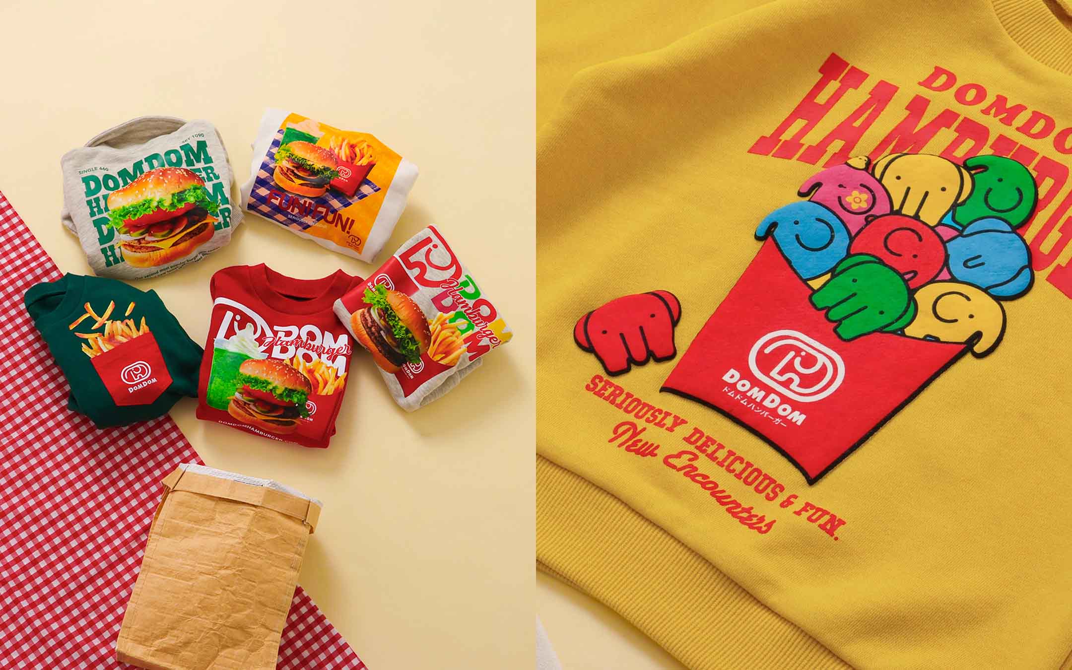 &nbsp;일본 최초의 햄버거 체인 ‘돔돔 햄버거(ドムドムハンバーガー)’이 의류 브랜드와 함께 만든 콜라보 의류