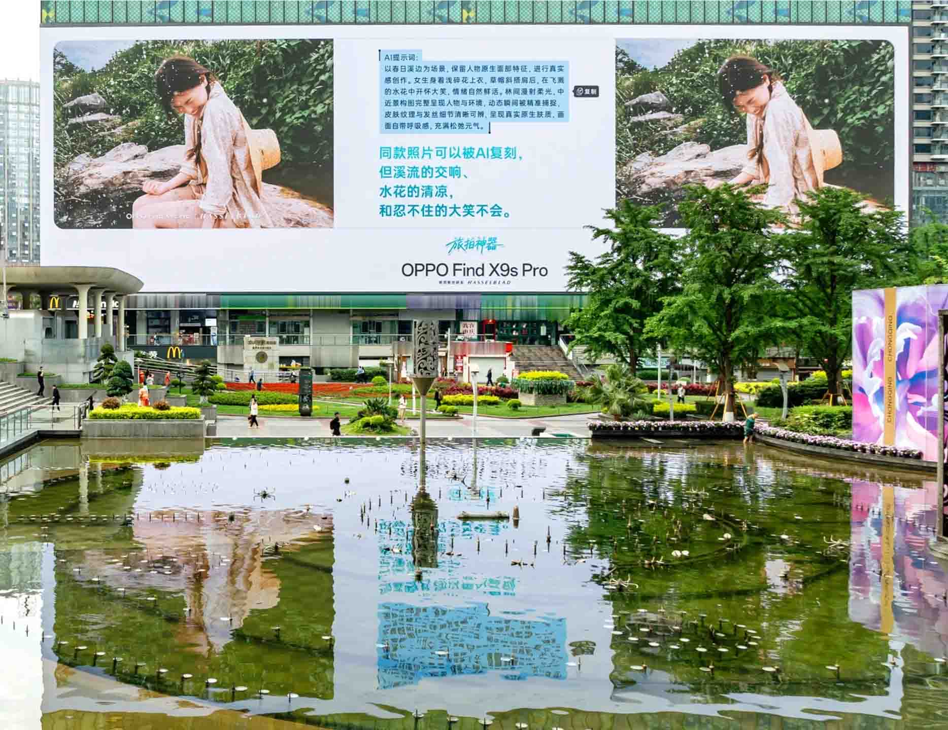 중국 스마트폰 제조사 오포(OPPO)의 모델 Find X9s Pro 옥외 광고 사진.