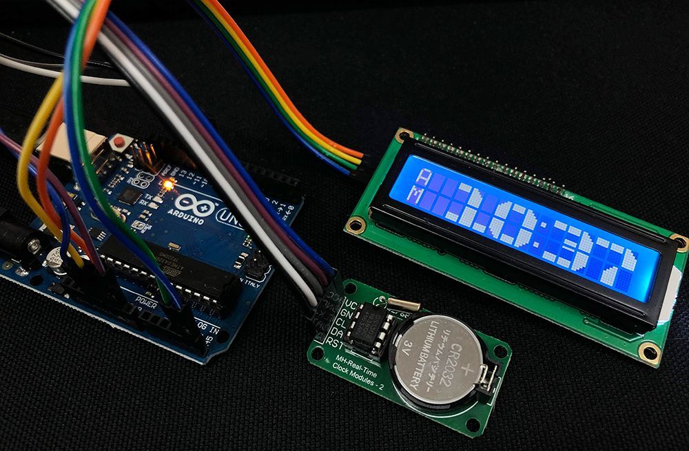 Arduino大字型LCD時鐘，使用DS1302模組