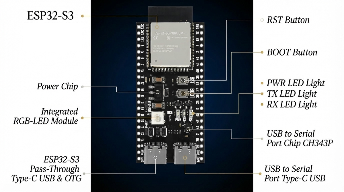ESP32-S3 N16R8 開發板介紹